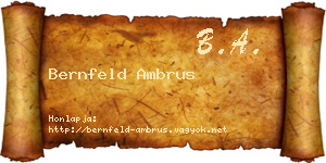 Bernfeld Ambrus névjegykártya